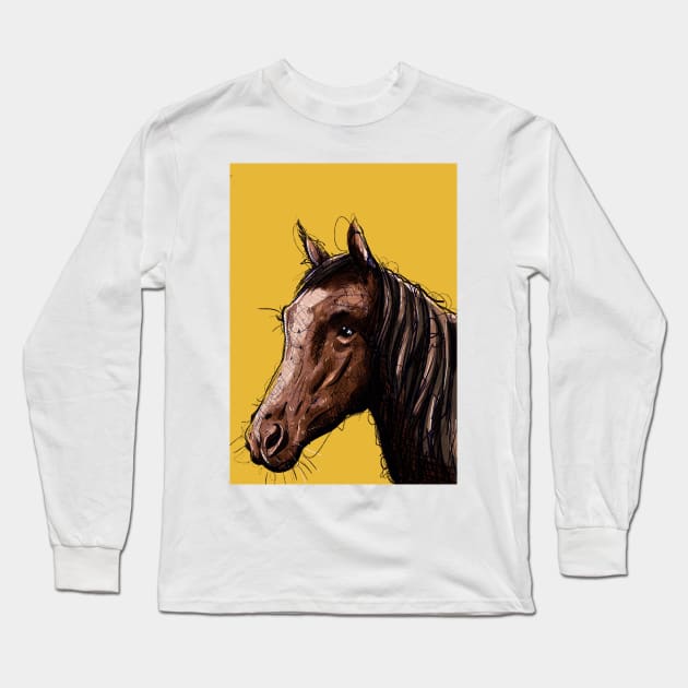 Chestnut Mare Horse Long Sleeve T-Shirt by JuicyCreations